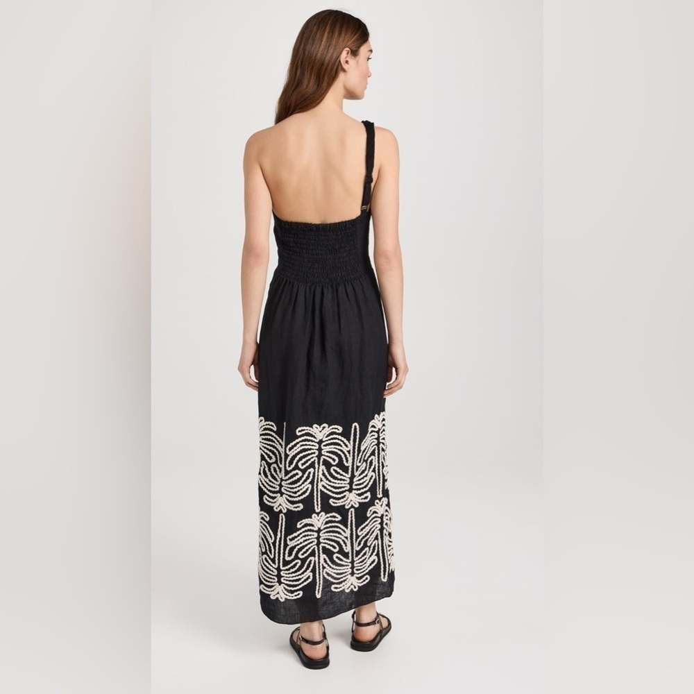 Johanna Ortiz Black Linen asymmetrical Waterfall Meditation ankle Dress 12 - Picture 3 of 9